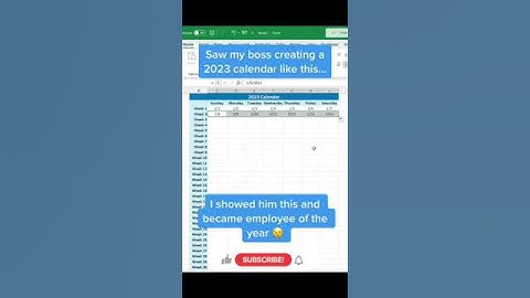 Calender 2023 | Excel Trick #shorts #short #microsoft  #excel @stata_world1110