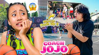 DINAR PLAYS BASKETBALL WITH COACH JOJO VIRAL 😍 GETS YELLED AT AND MADE TO DO PUSH-UPS & LAPS AROU...