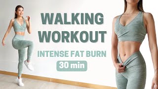 30 MIN WALKING CARDIO WORKOUT | Intense Full Body Fat Burn at Home ~ Emi image