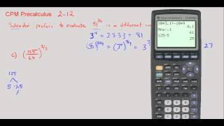 CPM Precalculus 2-12 - Evaluating fractional exponents