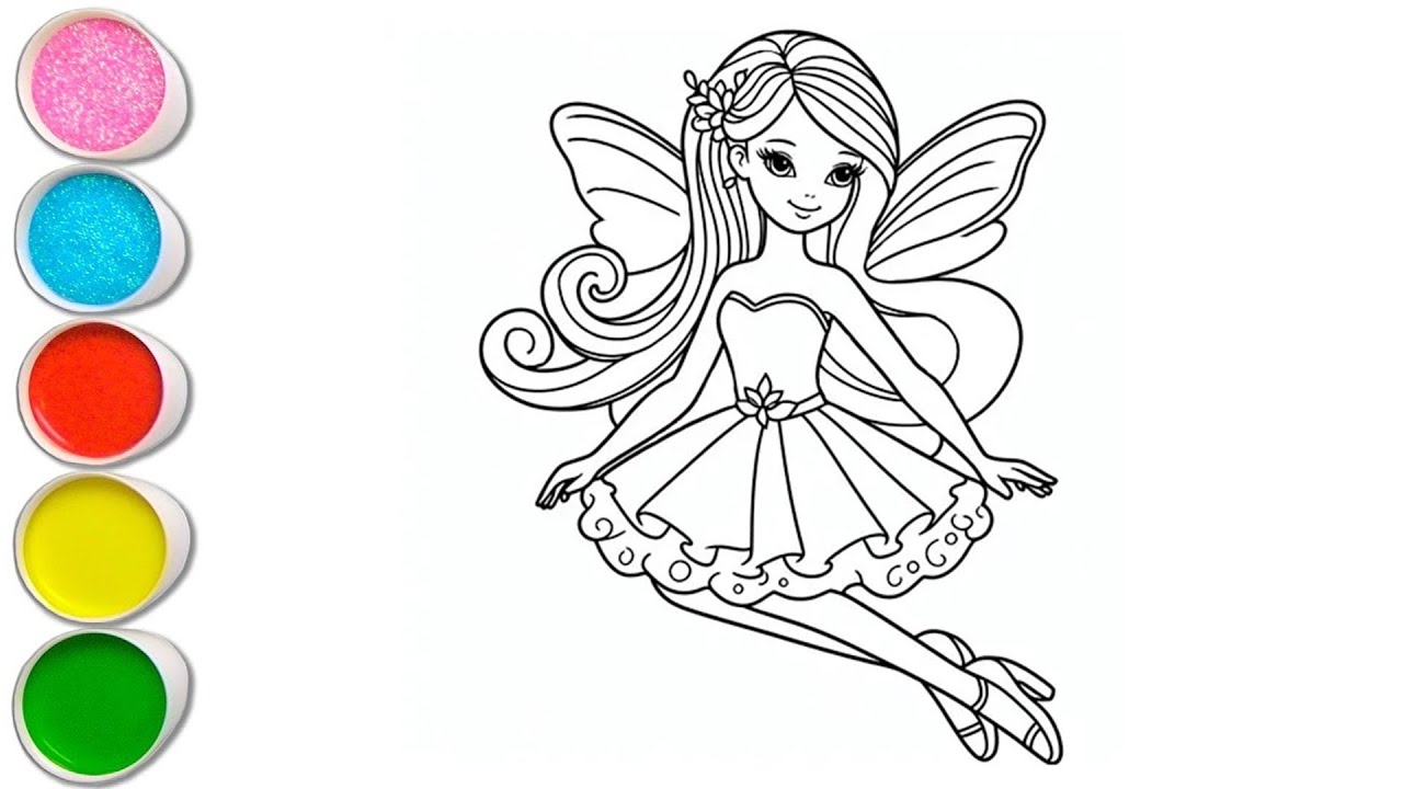 Cute Fairy Girl Drawing for kids, Painting & Coloring for kids ...