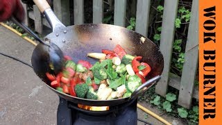 How to make Chicken stir fry with rice using my wok burner