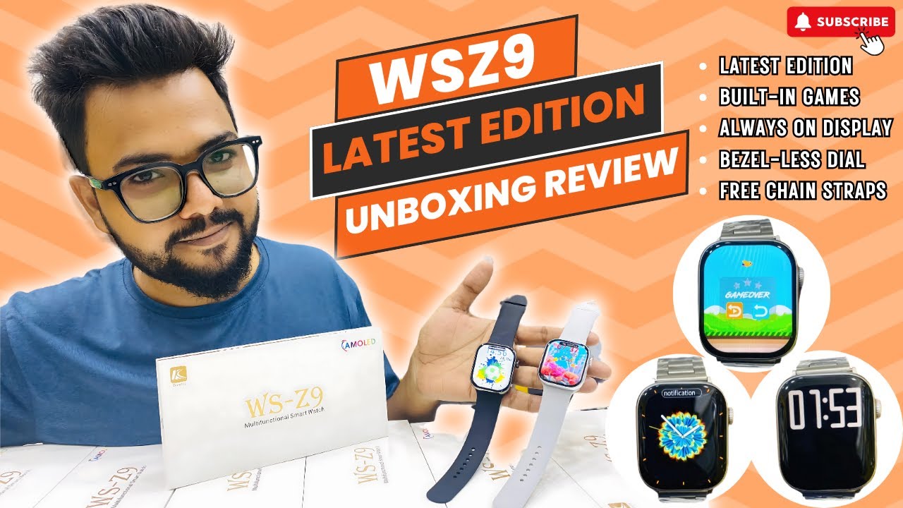 WSZ9 Smart Watch Unboxing And Review | Real Amoled And Bezel-less ...