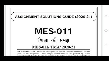 MES 011 Ignou Solved Assignment