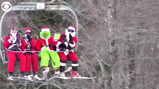 WEB EXTRA: Santas Hit The Slopes At Maine Ski Resort