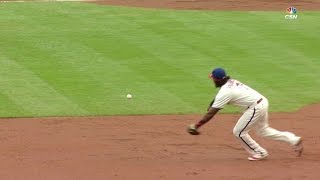 NYM@PHI: Franco dives, fires for the out at first
