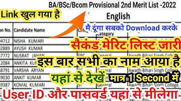 Purnea University UG 2nd Merit List Download 2022 BA Second Merit List Kaise Dekhe Purnea University