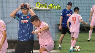 HLV Kim Sang sik ôm đầu thán phục trước loạt skill siêu đỉnh của Quang Hải khi đá bóng ma