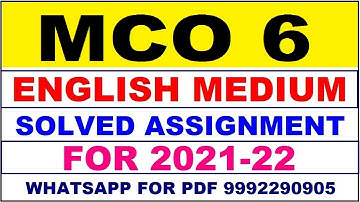 MCO 6 Solved Assignment 2021-22 in ENGLISH,  Whatsapp For Pdf  9992290905.