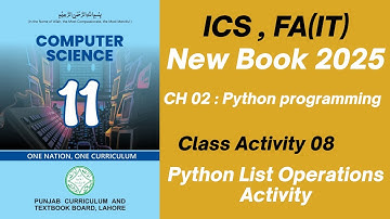 Python List Operations Activity | Class 11 Computer Science | New Syllabus 2025 | Chapter 2
