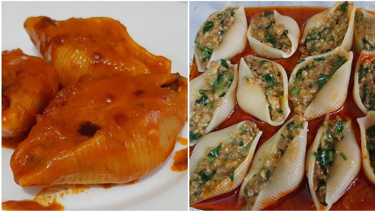 مقرونة ببوشة محشية باللحم المفروم مشخشخة وبنينة برشا برشا