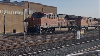 Eastbound BNSF Intermodal Domestic/Colorful Stack Train Here At Downtown Riverside, CA 