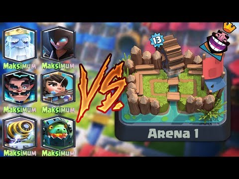 MAX EFSANEVİLERLE 1. ARENADA OYNARSAK NE OLUR? ( Süpriz Efsanevi ) - Clash Royale