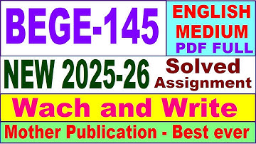 BEGE 145 solved assignment 2025-26 in English || bege 145 solved assignment 2026 || ignou bege145