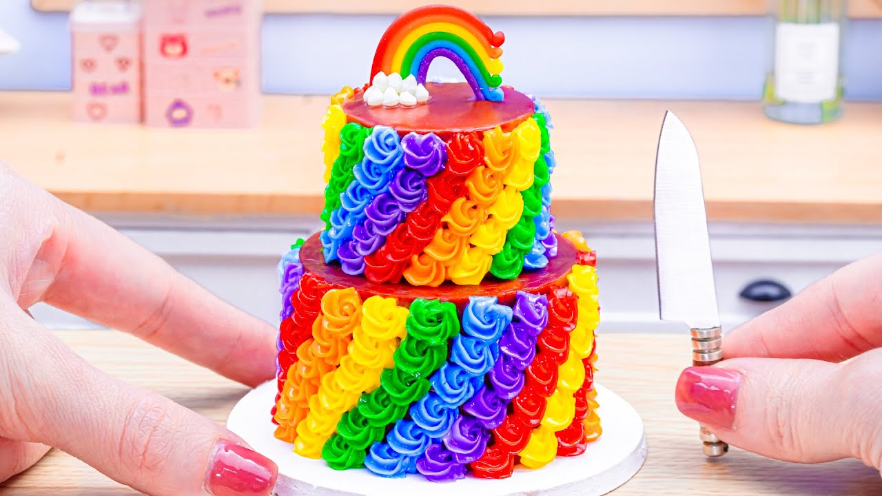 Mini Rainbow Cake Recipe Ideas | Miniature Rainbow Buttercream Cake Decoration Ideas🌈Amazing Cake