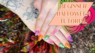 Halloween Nail Art Tutorial for Beginners + How to Apply Gel Tips #halloweennailart | PHYRRA