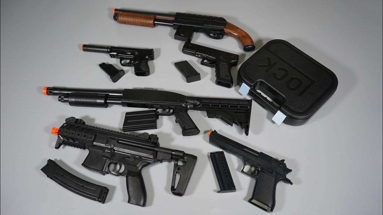Glock 18C Toy Gun and Gun Case - Black Desert Eagle Airsoft Gun