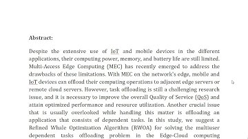 Optimized Multi User Dependent Tasks Offloading in Edge Cloud Computing Using Refined Whale Optimiza