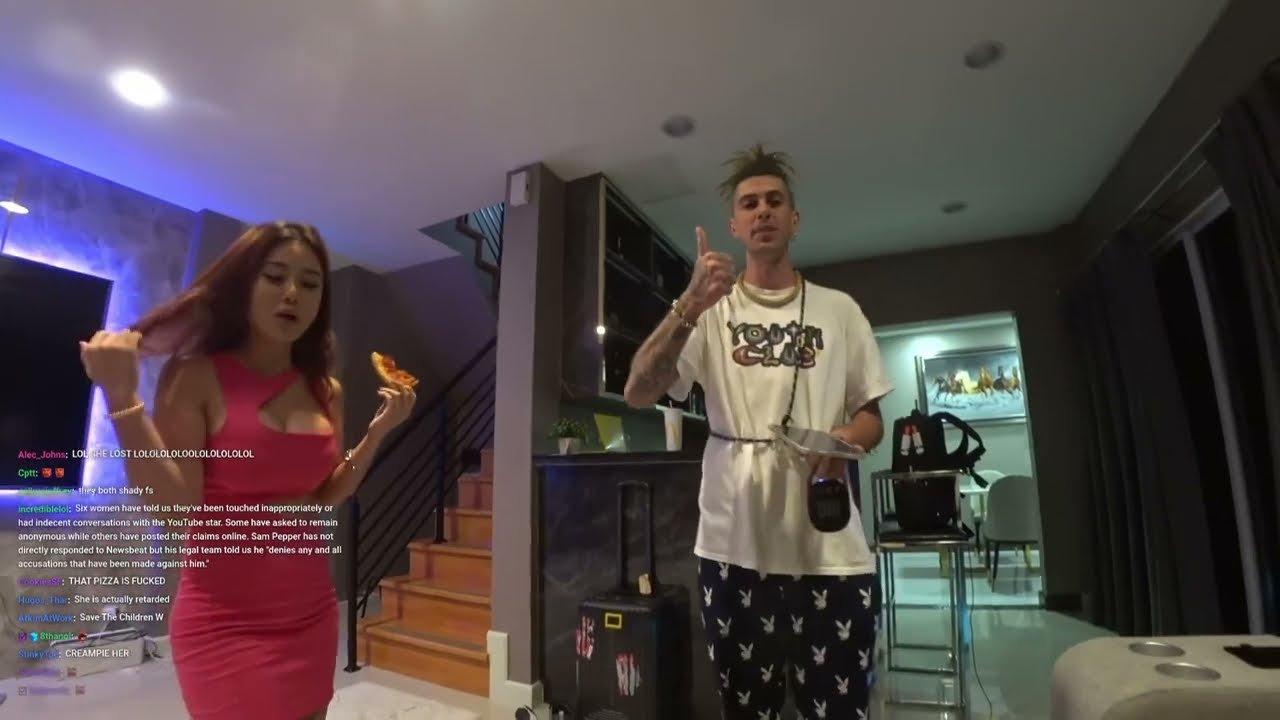 Kiaraakitty & Sam Pepper Fight & Destroy @IcePoseidon pizza.