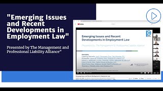 Emerging Issues and Recent Development in Employment Law