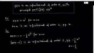 M31 Order of infinitesimal, infinite and principal part.