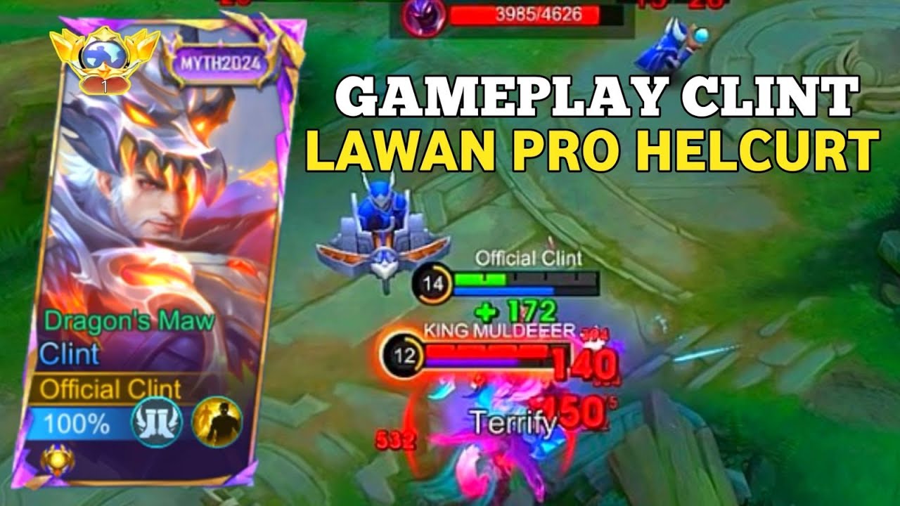GAMEPLAY CLINT HARD GAME KETEMU MUSUH PRO HELCURT - Mobile Legends