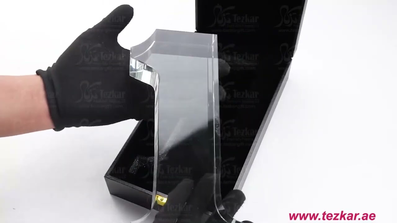 Crystal Glass Trophy in Number One Shape | Tezkar Gift Dubai