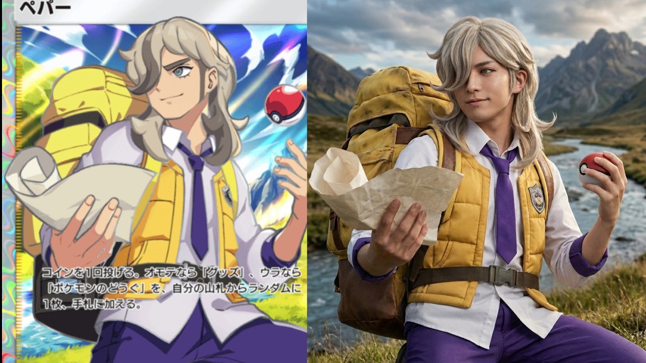 【ポケポケ】サポートカードを実写化したらかっこよすぎた！その①（A live-action version of Pokémon trainer）