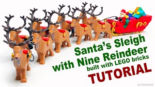 LEGO Tutorial On How To Build Santa's Sleigh With 9 Reindeer