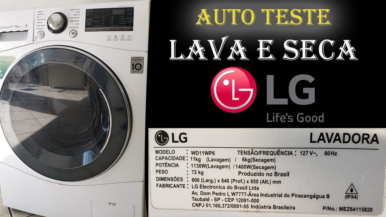 Auto teste lava e seca LG, wd11wp6