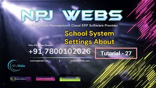 Tutorial 27 School System Settings About Hindi Video NPJ Webs || npjwebs