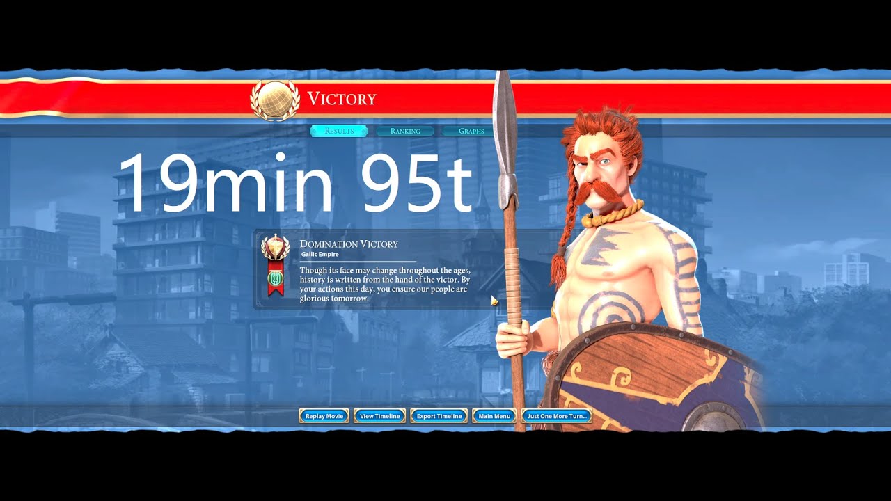 [Civ 6 Deity Duel Speedrun] Gaul Melee Rush 19min 95t - YouTube