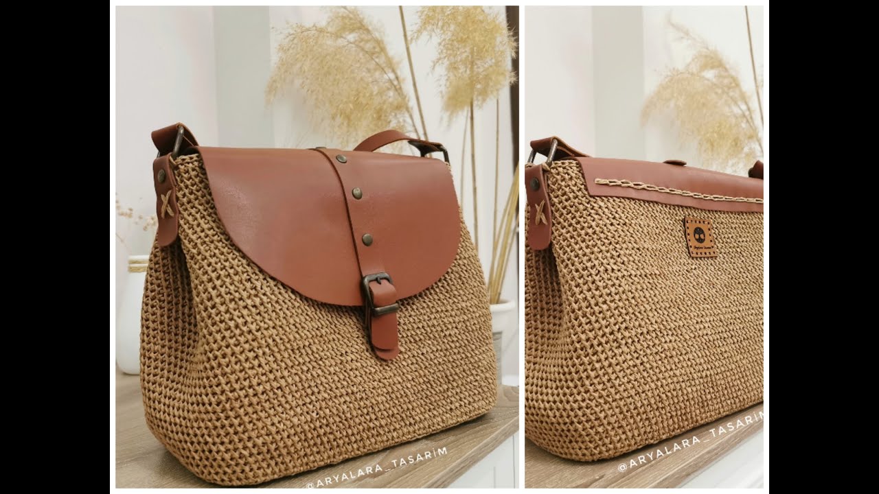 Aryalara Tasarım imzalı Kağıt İpten İşkembe Model Çanta Yapımı #crochetbag #hasırçanta #kağıtipçanta