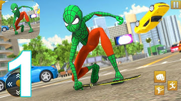 Real Flying Stickman Grand Rope Hero City Crime Gameplay Walkthrough Part 1 (IOS/Android)