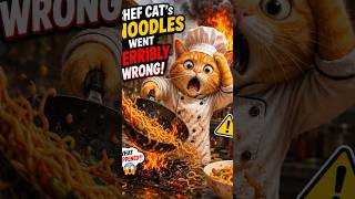 Chef Cat’s Noodles Went TERRIBLY Wrong 🍜🔥🐱|| #chef #CookingFail #funnycat #usa