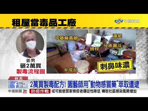 2萬買製毒配方! 園藝師用"動物感冒藥"萃取遭逮│中視新聞 20200918