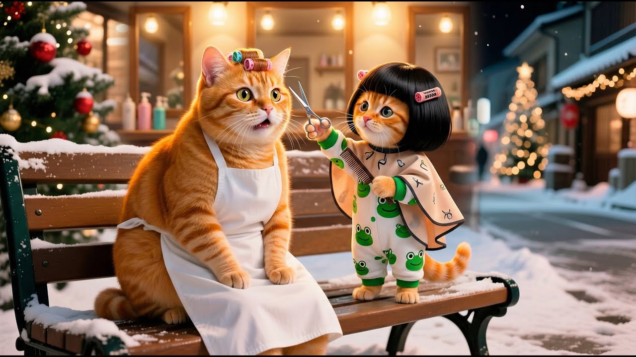 Ginger Kitten Works in a Hair Salon to Help Mama Cat 😭