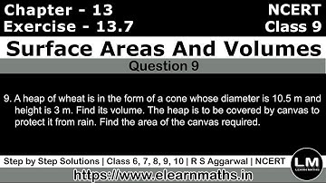 Surface Area and Volumes | Class 9 Exercise 13.7 Question 9 | NCERT | Learn Maths