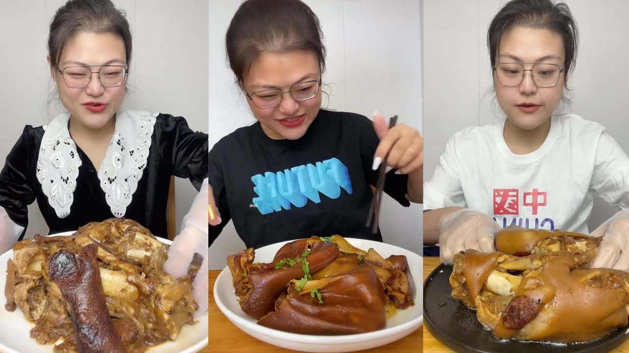Mukbang Challenge:Eat cow tongue belly rib belly pork skin roll 🥐#mukbang #yummyfood  #eatingsounds