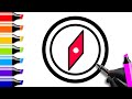 How to draw a compass for kids?｜Teach kids to draw  and color  a compass｜Kids drawing