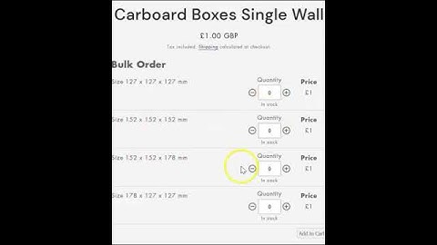 Quantity box for bulk order with all variants