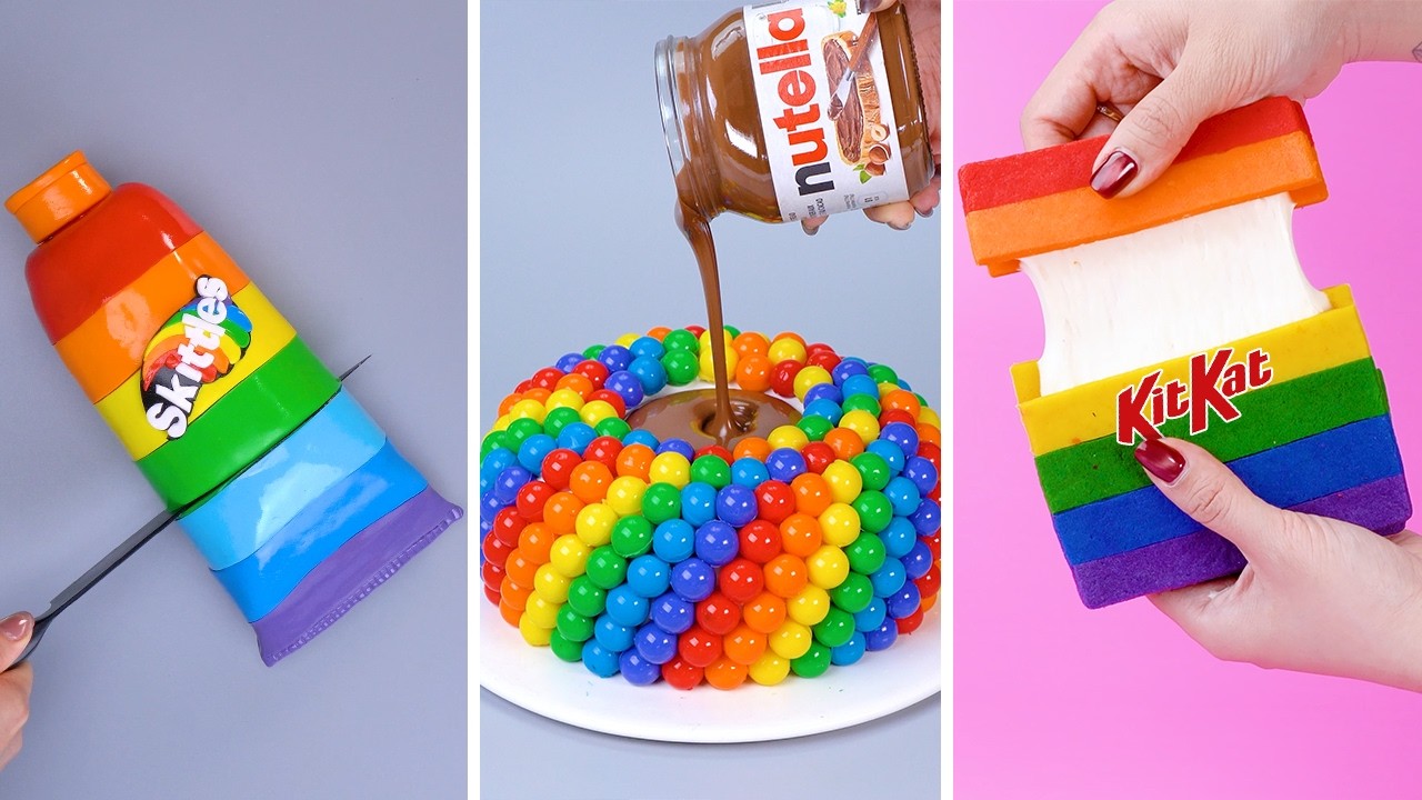 🍭 Kue Pelangi Sangat Memuaskan 🌈 Suprise Rainbow Cake Decorating Ideas | Cake Recipes DIY Decoration