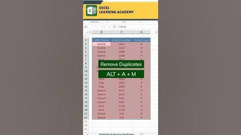 Remove Duplicates in excel