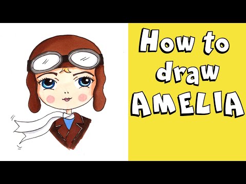 HOW TO DRAW AMELIA EARHART Step by Step Drawing Tutorial