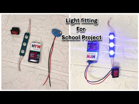 School Project Light fitting / How to connect Led Light with switch & 9V