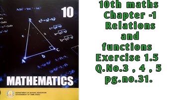 10th maths Chapter -1 Relations and functions Exercise 1.5 Q.No.3 , 4 , 5 pg.no.31.