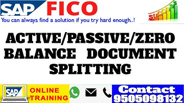 SAP S4HANA FICO||ACTIVE/PASSIVE/ZERO BALANCE DOCUMENT SPLITING|| DOCUMENT SPLITTING