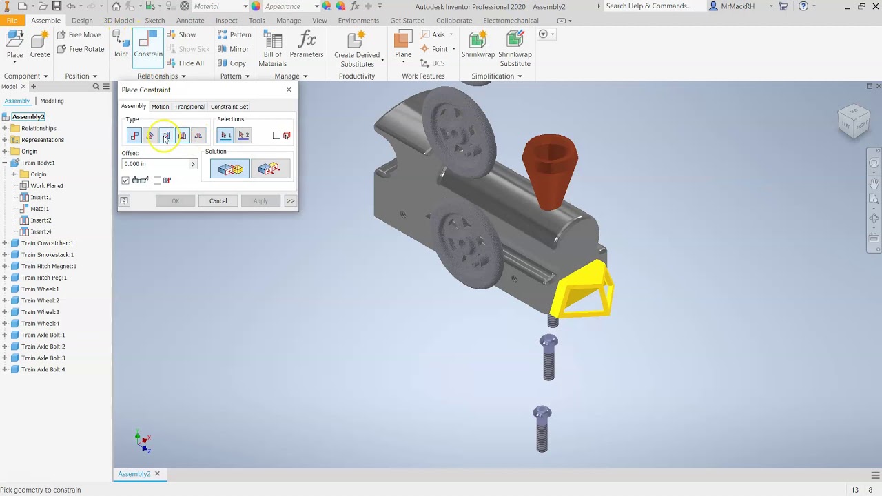 Inventor - Train Assembly - YouTube