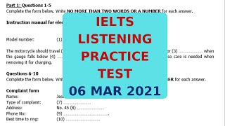 IELTS LISTENING PRACTICE TEST 6 MAR 2021