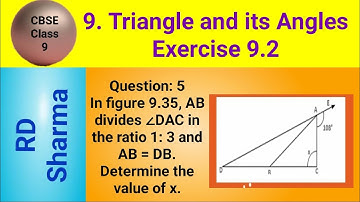 In figure, AB divides ∠DAC in the ratio 1: 3 and AB = DB. Determine the value of x.